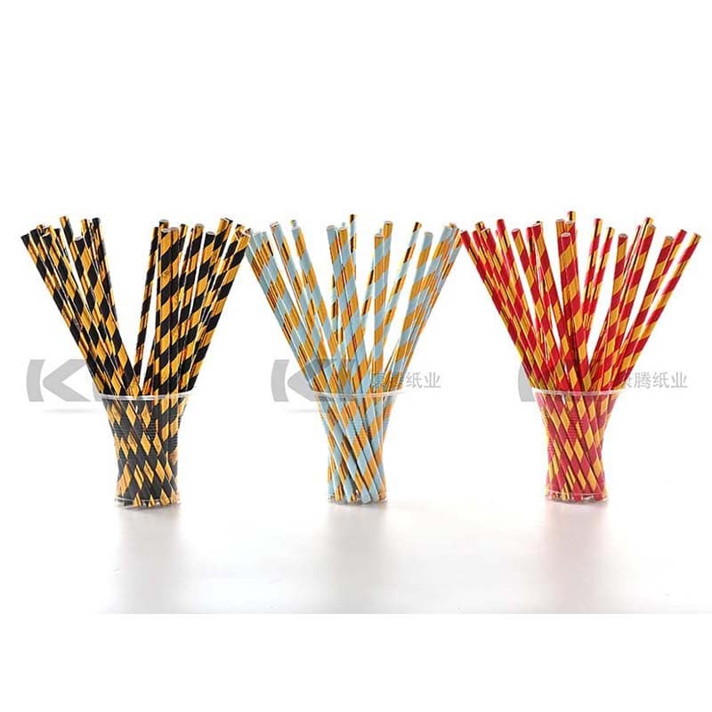 Disposable Paper Straws Striped Straws Creative Two-Color Hot Stamping Degradable Paper Straws