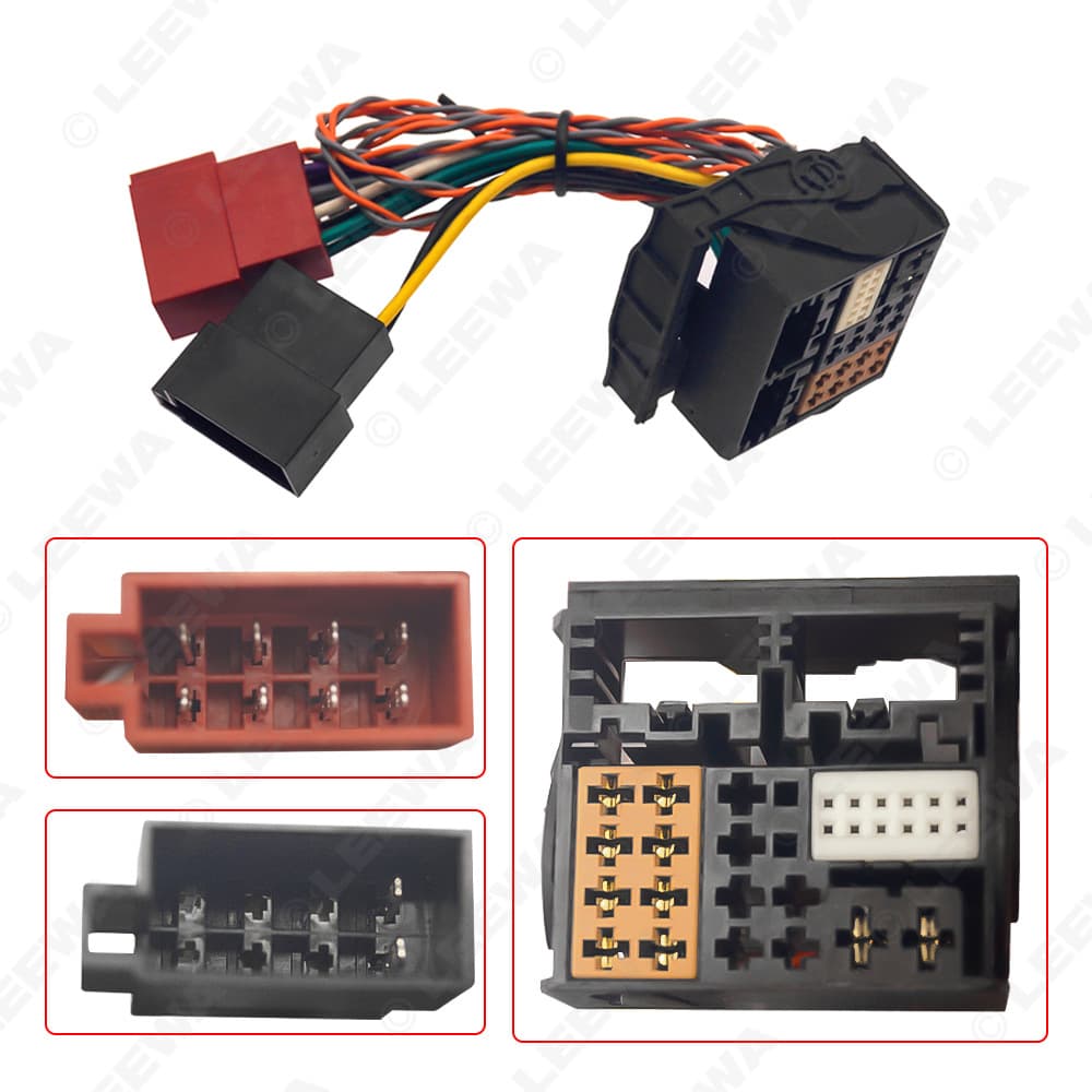 Power Cable with CAN Line ISO to Quadlock for Volkswagen PQ Upgrade to MQB Platform MIB Head Unit