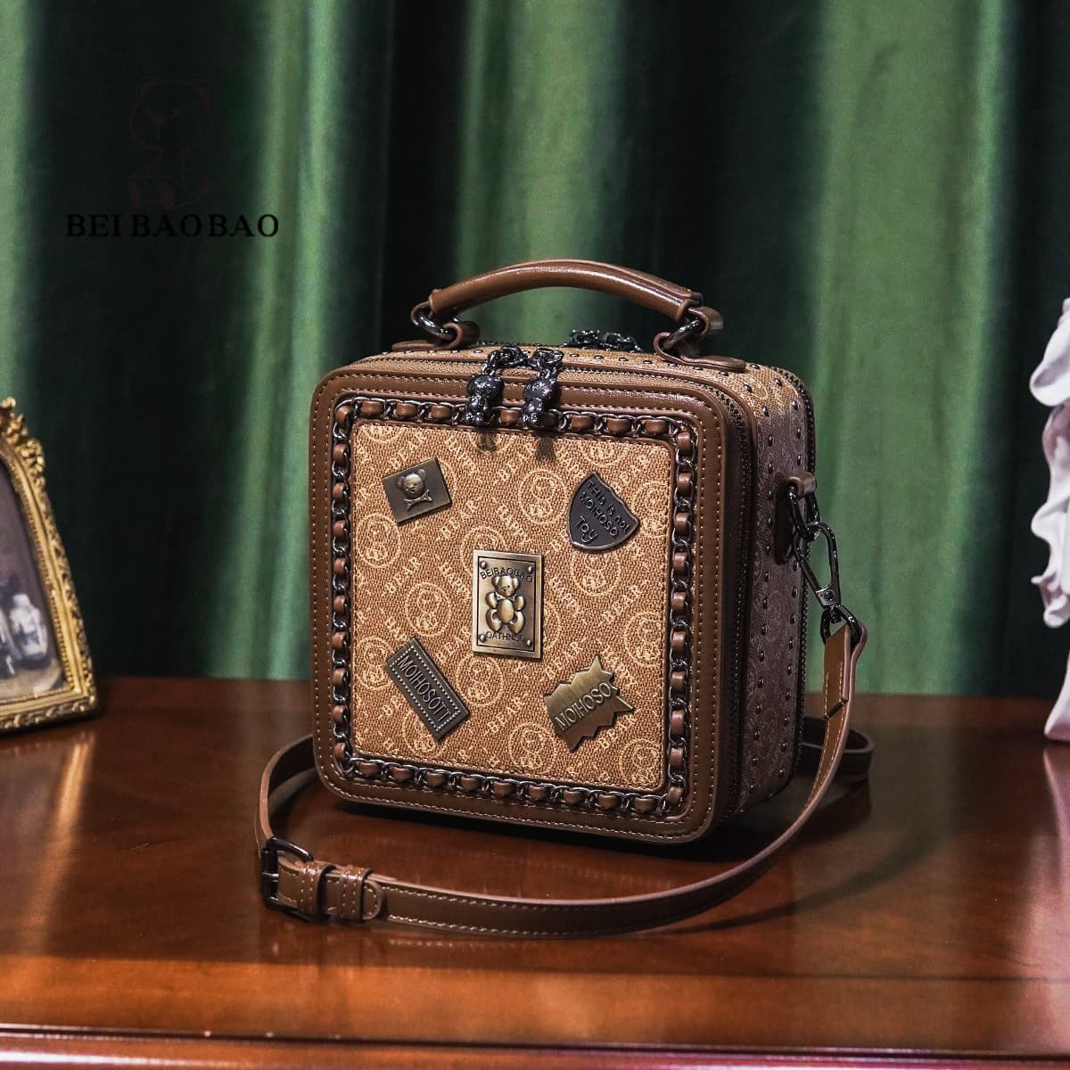 Beibao Original Factory Bag Vintage Box Bag Elegant Women's Handbag Shoulder Crossbody Bag