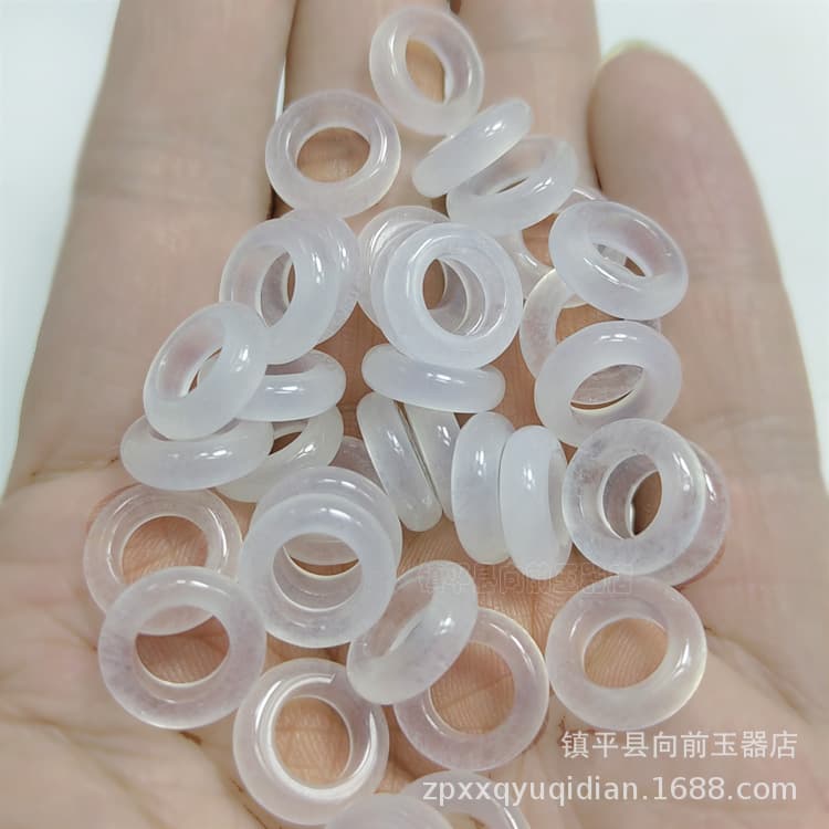 White 13mm Coil Loose Beads Wholesale, DIY Jade Jewelry Accessories, White Circle Running Rings, Jade Spare Parts