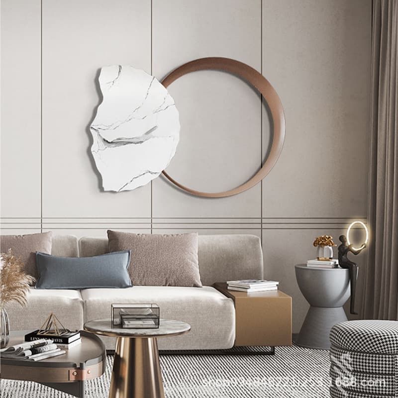 Simple modern background wall hanging art sculpture geometric ornaments model house sales office bedroom living room decorations