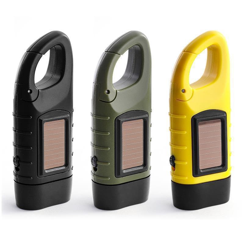 Solar hand-crank flashlight multi-functional camping power supply, emergency LED light, outdoor lighting, and power generation flashlight