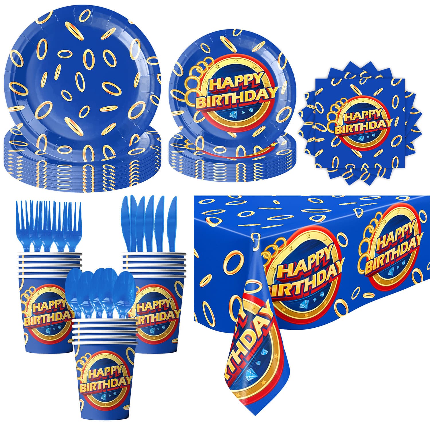 New Sonic the Hedgehog Theme Boy Birthday Party Paper Plates Cups Banners Tablecloth Supplies