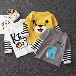 Spring/Autumn Kids T-Shirt Long Sleeve Top for Boys and Girls 0-5 Years Cartoon Undershirt Baby Outwear Wholesale
