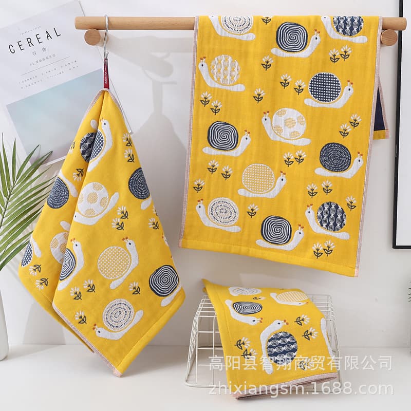 Zhiyang Towel, Four-Layer Jacquard Snail Gauze Cotton Face Towel, Soft and Absorbent, Face Cloth, Souvenir, Factory Price Wholesale