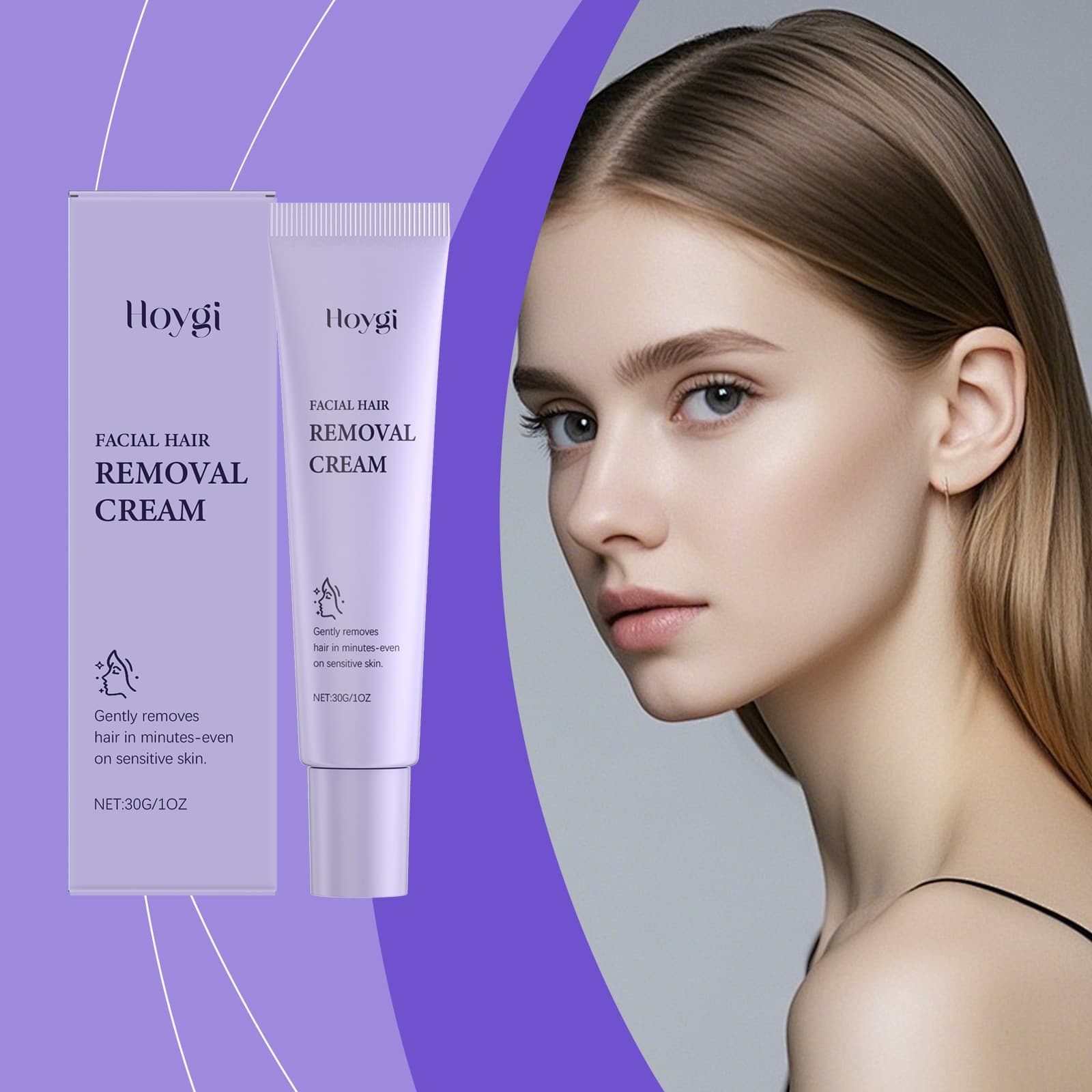 HOYGI Facial Hair Removal Cream Gentle Facial Hair Removal Daily Facial Care Cleanses Moisturizes and Smoothes Skin