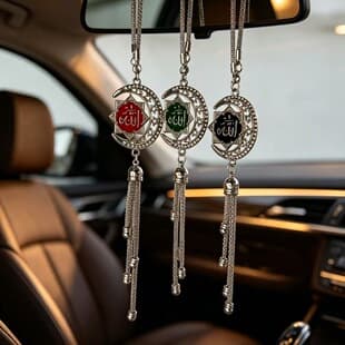 Vintage Cross-border Amazon Hot Selling Fashionable Versatile Car Tassel Hanging Ornament Car Accessory Rearview Mirror Car Decoration
