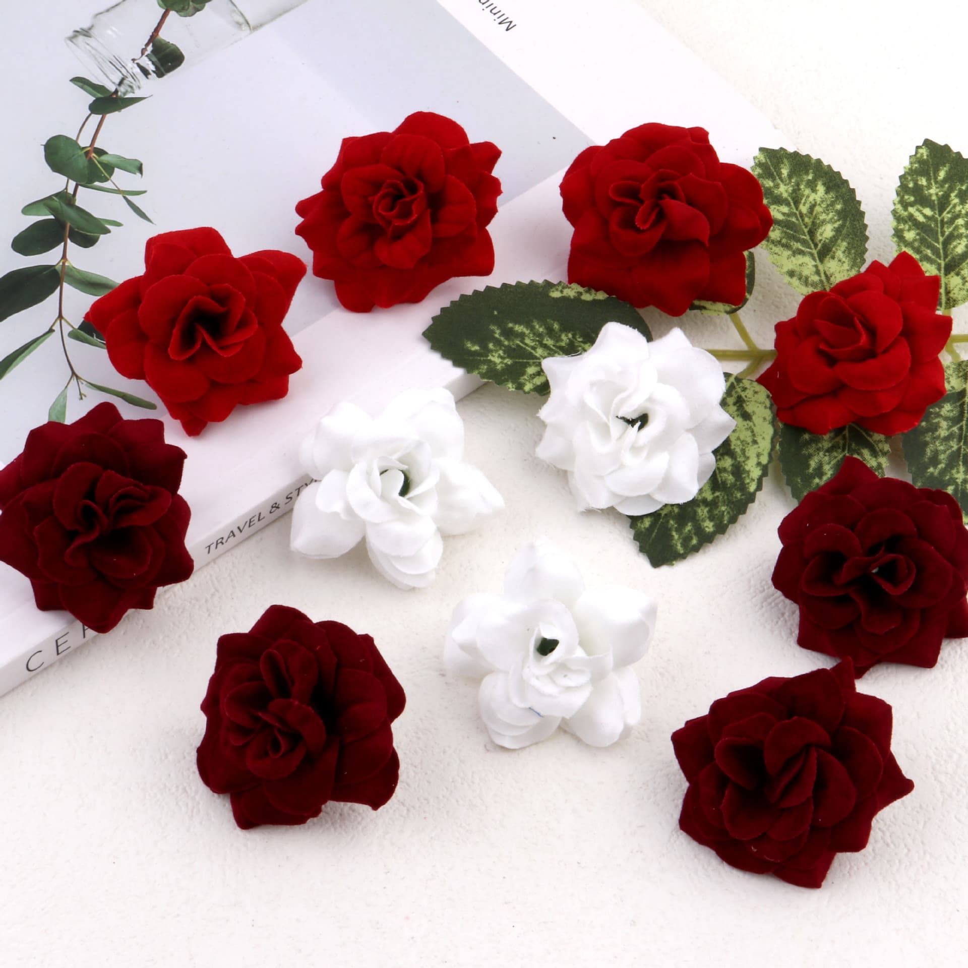 Simulated Flannel Rose Head, DIY Wedding Home Decoration Wreath Accessories, Fresh Flower Gift Rose Wholesale