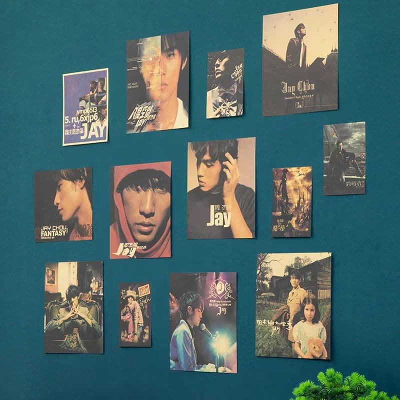 Retro Ins Character Wall Stickers for Room and Bedroom Wall Background Decoration, Jay Chou, Mayday Poster Decoration Set