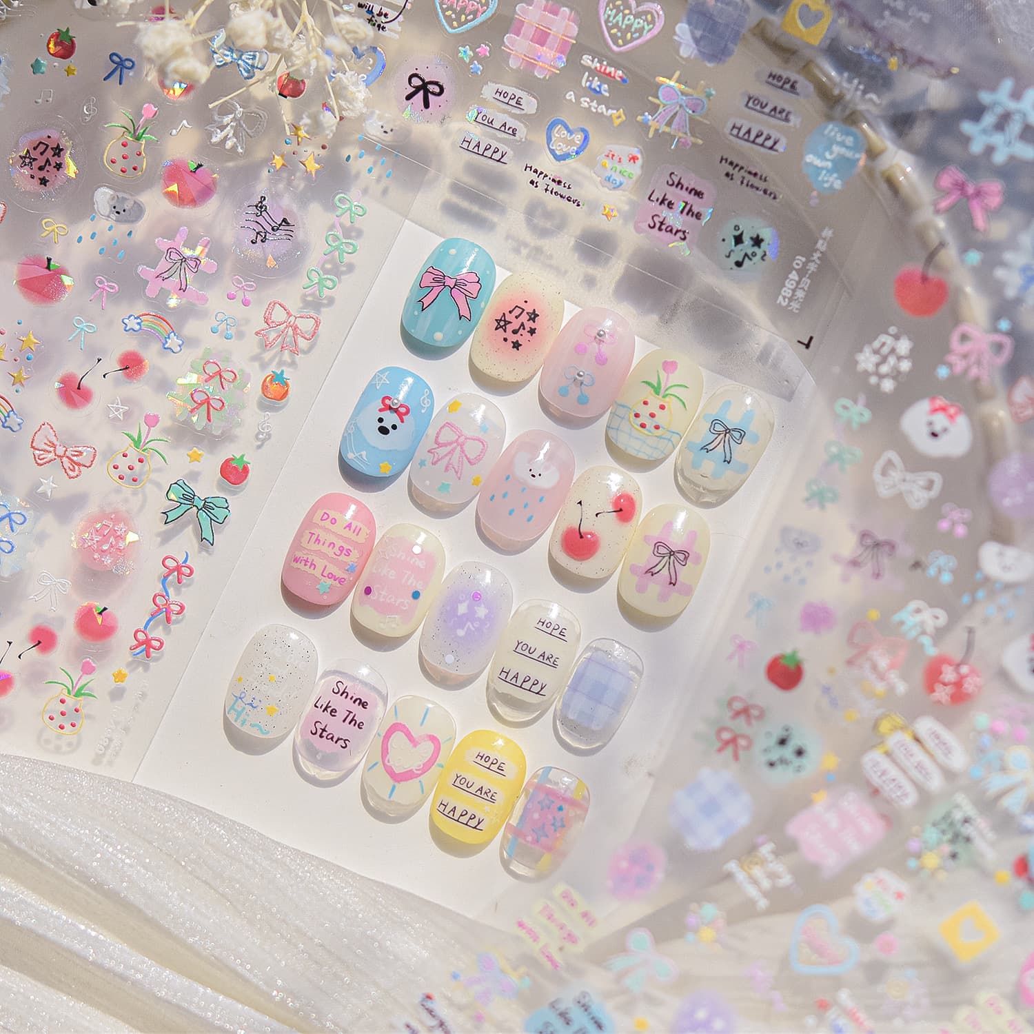 Tomoni Thin Tough Nail Art Stickers Ins Explosive Mobile Phone Cute Nail Stickers Rainy Dog Nail Art Stickers Mixed