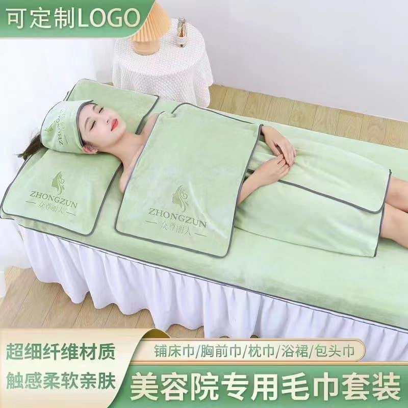 Beauty salon skin management specialized head-wrap towel non-shedding bath towel set custom logo non-cotton factory wholesale