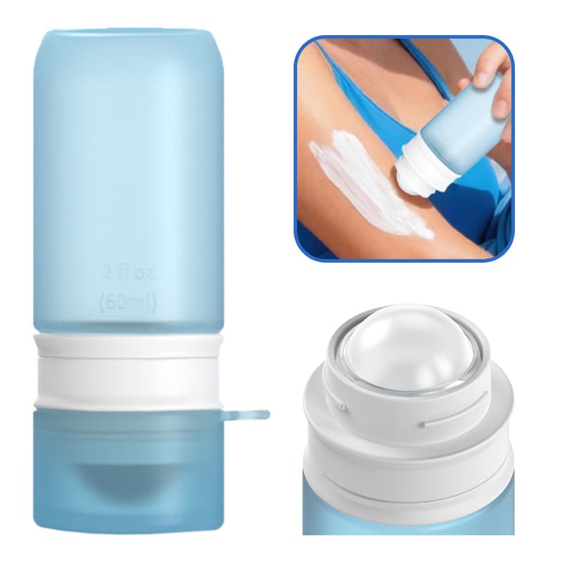 Silicone Lotion Applicator Container Portable Beauty Tool Lotion Dispensing Bottle Roller Bead Sponge Back Applicator