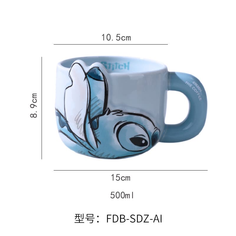 Stitch Ceramic Dinnerware Set Cartoon Handle Bowl Ceramic Salad Bowl Cute Rice Bowl Personalized Bowl and Chopsticks Gift Box Set