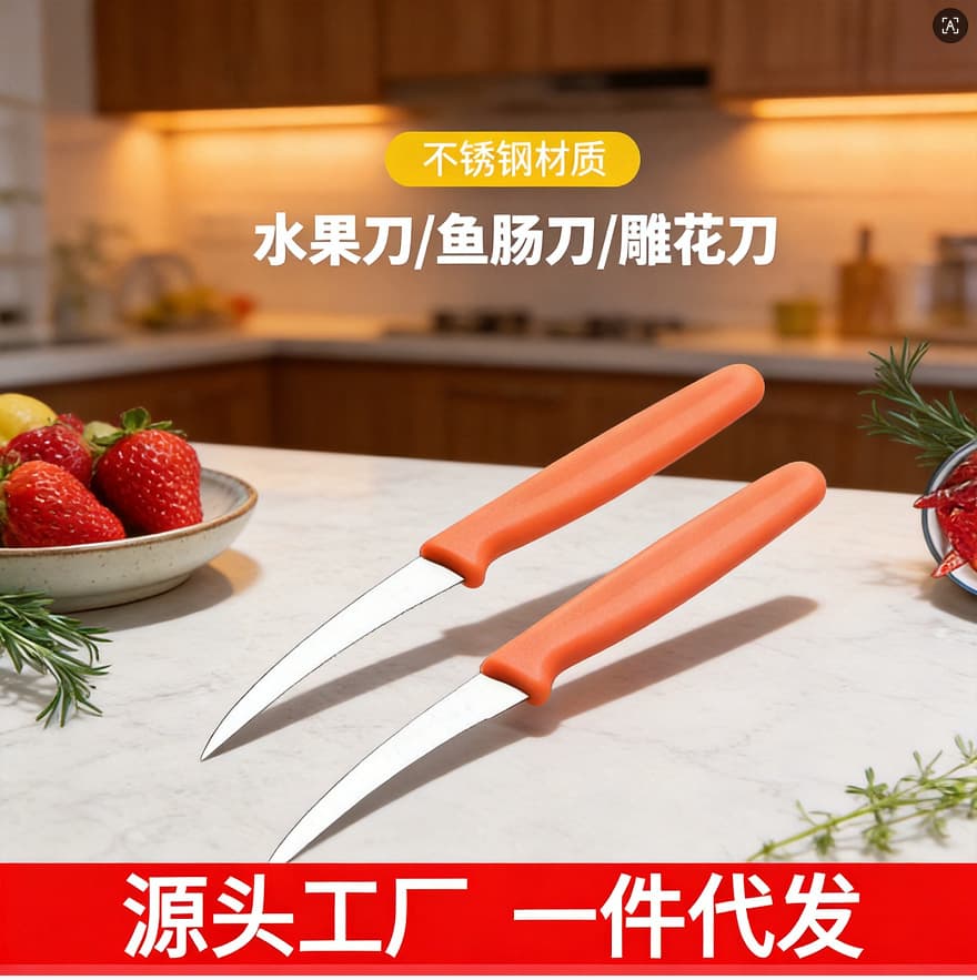 Stainless steel kitchen fruit and vegetable carving knife chef fruit carving carving knife hand-cut shrimp line knife mushroom knife