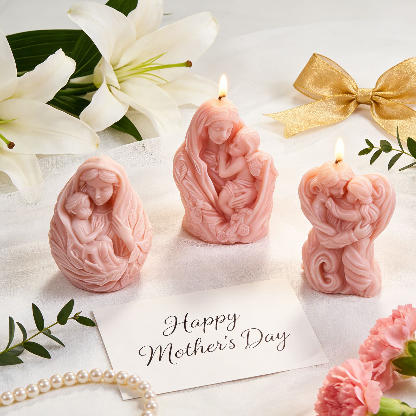 Sanxin Mother and Child Aromatherapy Candle Silicone Mold Portrait Thanksgiving Candle Mold Ornament Cross-border