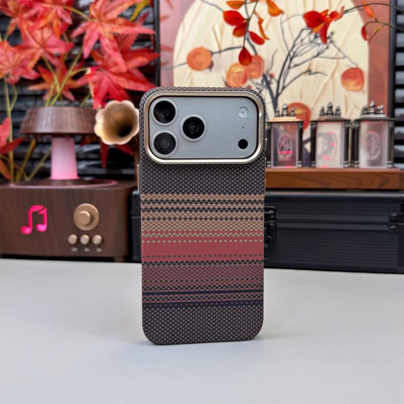 Compatible with iPhone 17 Pro Max Kevlar Hydrographic Pattern Phone Case, Apple 16 Pro Magnetic Metal Lens Ring