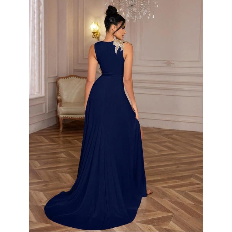 G 708710 Cross-border New Women's Embroidered Sleeveless Evening Dress Elegant Slit for AliExpress Dropshipping