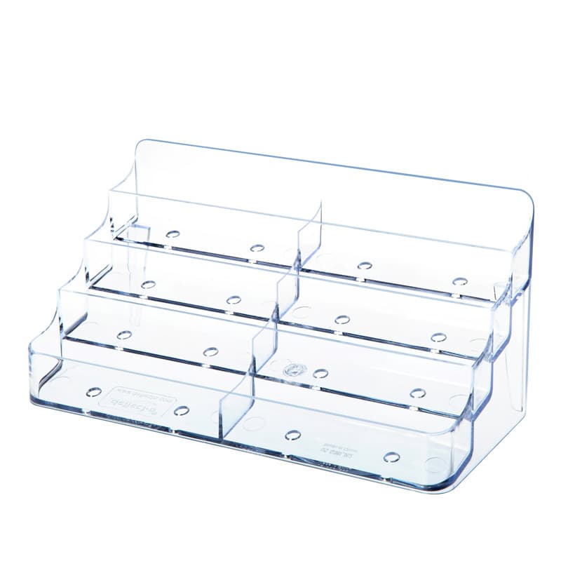 Acrylic Four-Tier Eight-Slot Card Holder, Transparent Stand for Business Office Use, Exhibition Stationery New Product Storage
