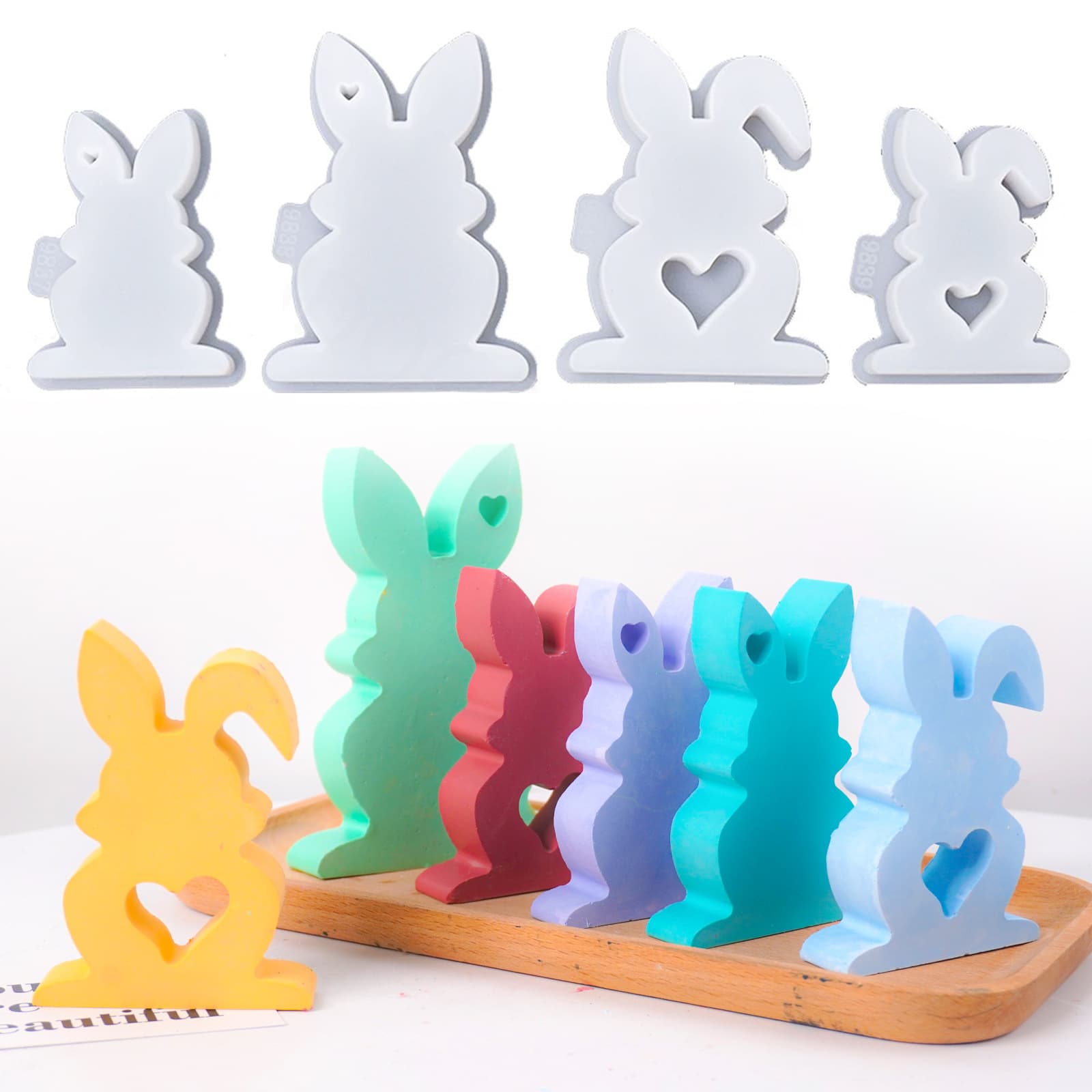 Bunny Plaster Mold Heart Bunny Aromatherapy Diffuser Plaster Model Decoration Rabbit Silicone Mold