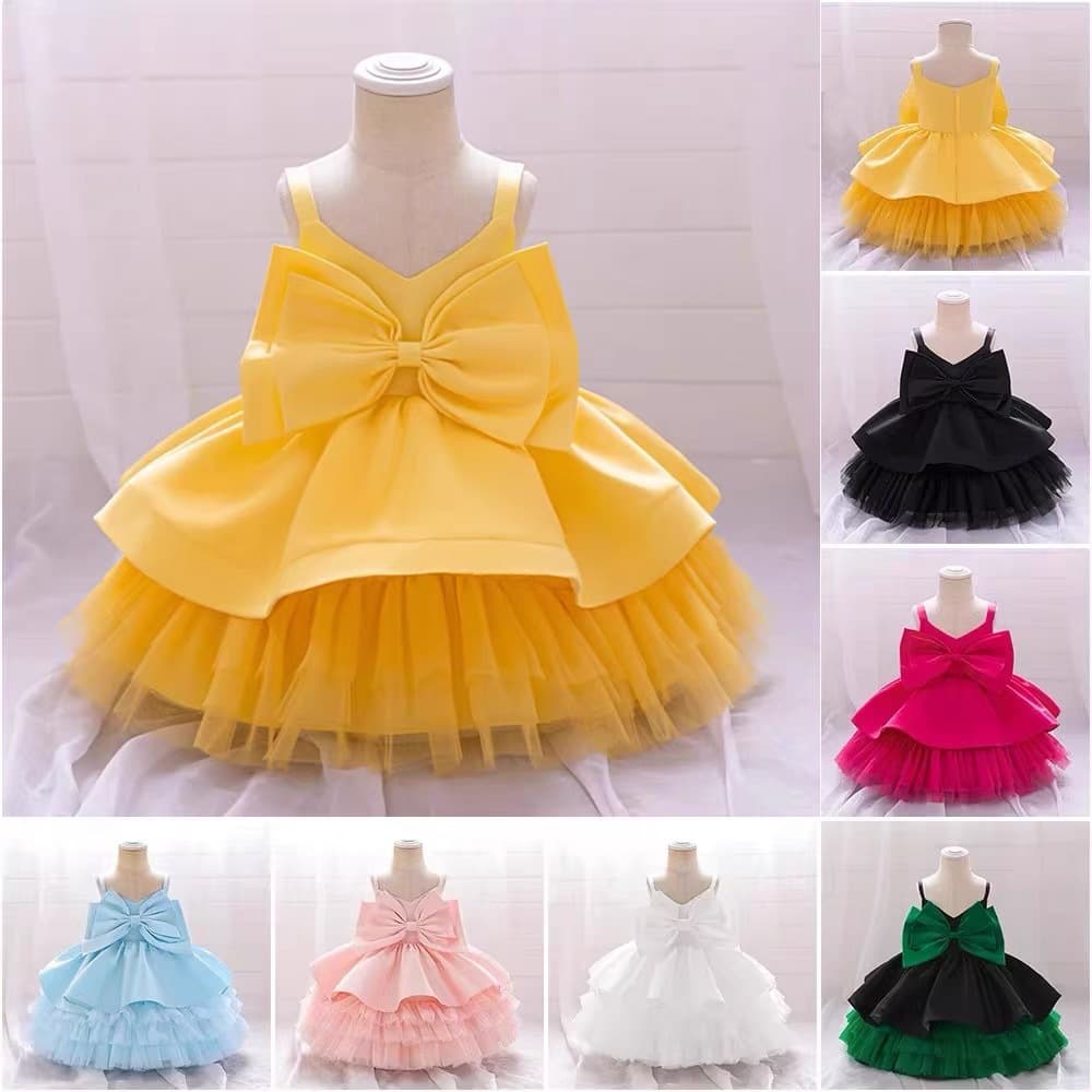 Children's Princess Dress Tutu Tulle Flower Girl Piano Performance Outfit Baby Birthday Host Evening Gown