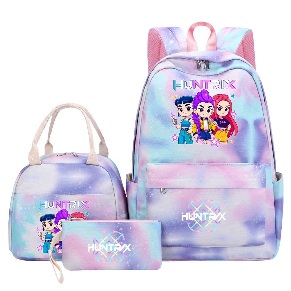 Foreign Trade Hot-Selling Kpop Demon Slayer Girl Group Rainbow School Bag for Primary, Middle, and High School Students, Unisex Casual Travel Backpack