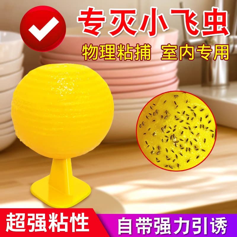 Fruit fly trap, a magical device for eliminating small flying insects, an indoor insect killer, a kitchen midge nemesis, and a sticky insect ball to attract flies.