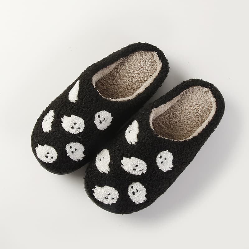 New Comfortable Home Ghost Warm Winter Cotton Slippers Couples Men and Women Thick Sole Soft Sole Shoes Thickened Anti-slip Cute