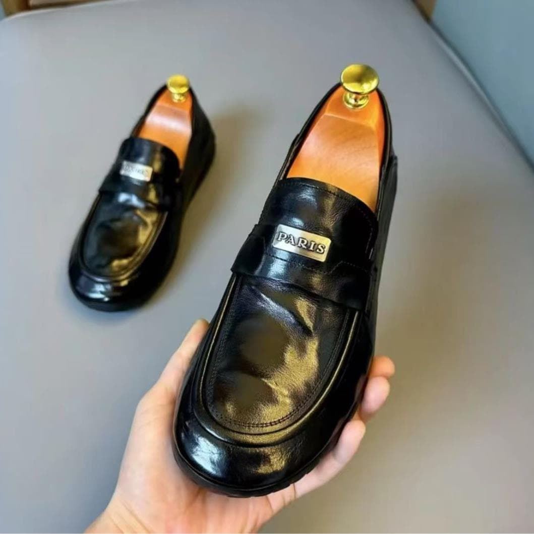Guangzhou Early Spring New Men's Business Casual Soft Sole Mango Water-Grip Cowhide Non-Glue Loafers Dress Shoes