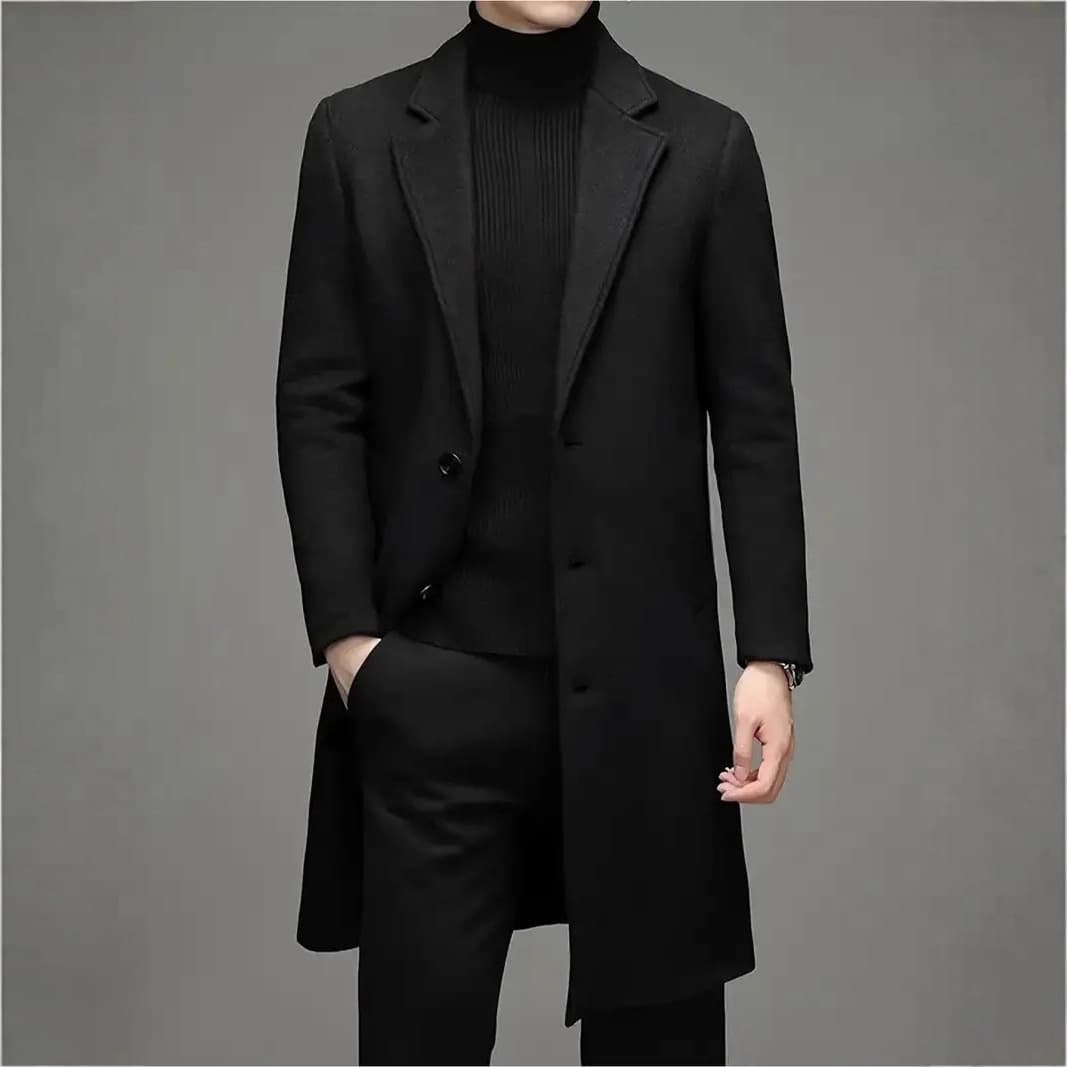Cross-Border Men's Coat 2022 New Wish Wool Overcoat European Station Amazon Trench Coat AliExpress Multiple Colors and Sizes
