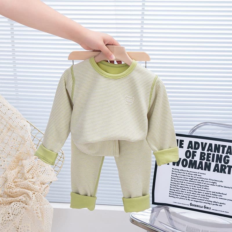 Autumn and winter children's cashmere silk seamless loungewear, thickened boys' and girls' sets, baby thermal underwear