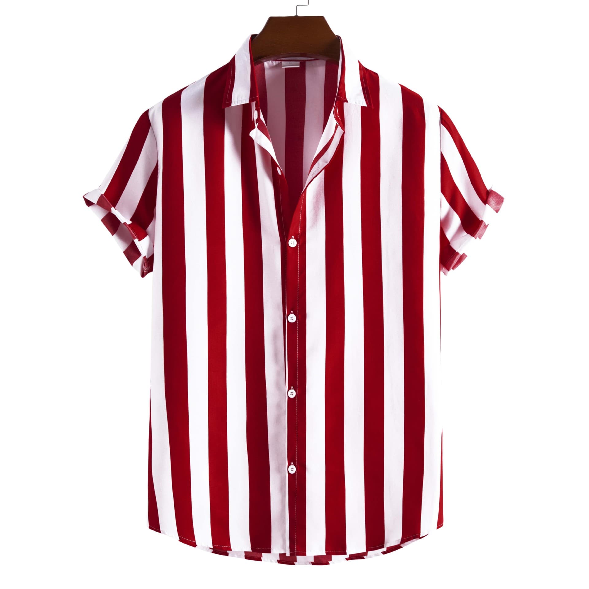 2021 New Men's Fashion Casual Short Sleeve Printed Striped Shirt for Cross-border AliExpress Dropshipping