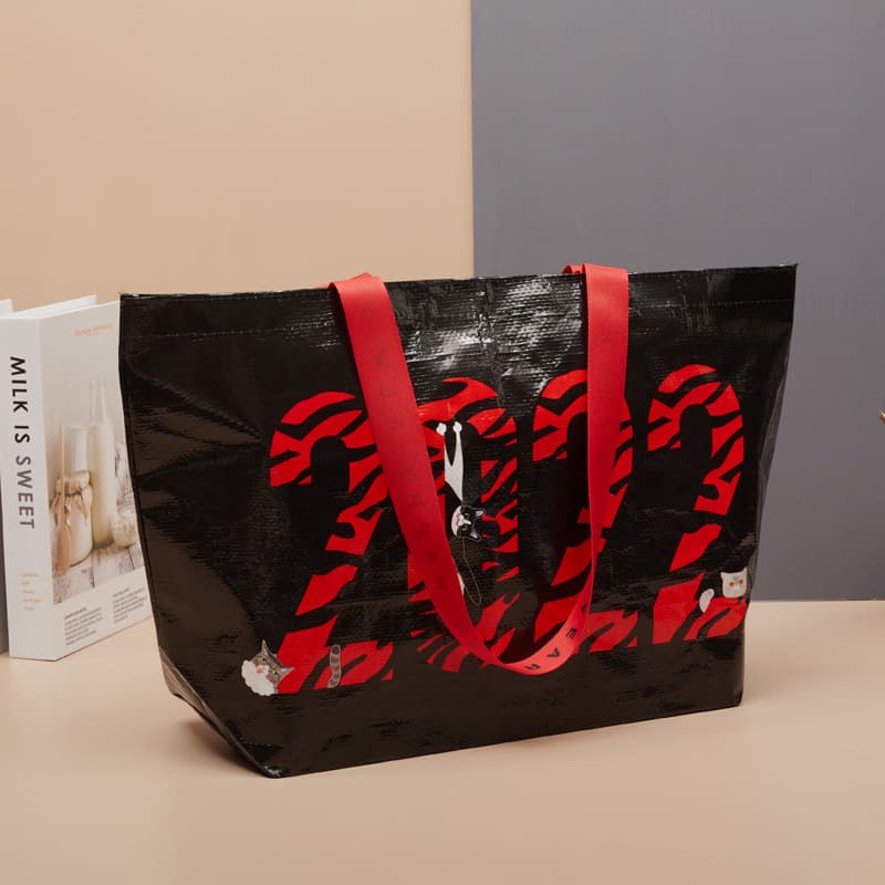 Handheld Jacquard Export PP Woven Bag Laminated Bag Customizable Logo Handheld Woven Bag Snake Skin Shopping Bag