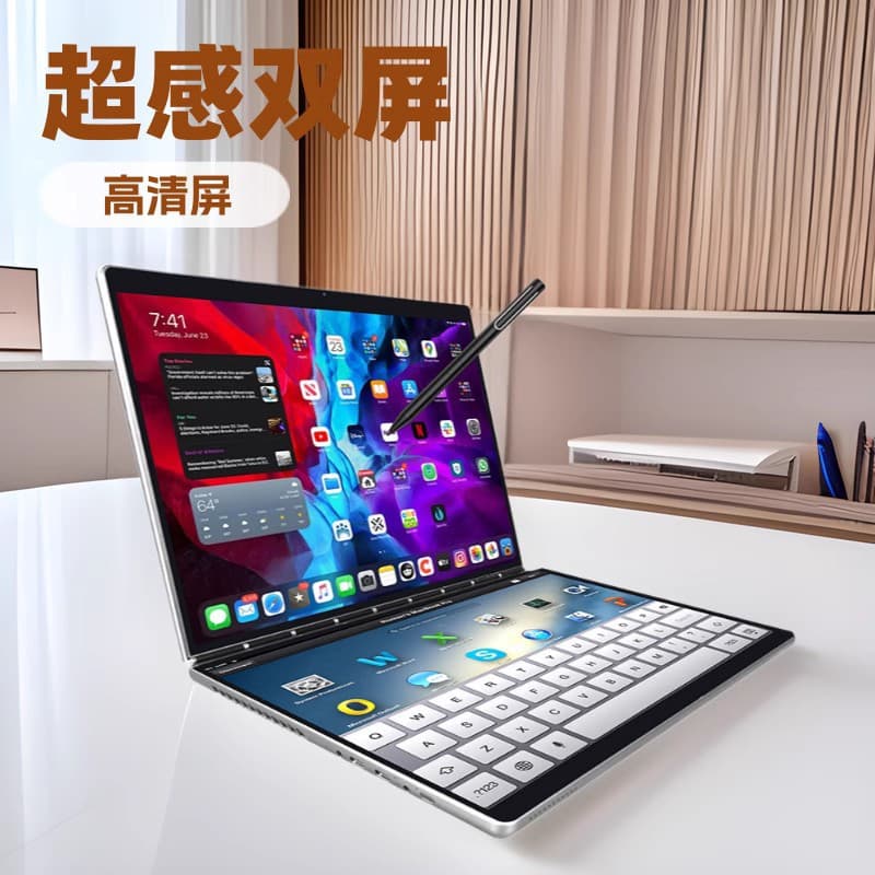 13.5+13.5 inch Dual Screen Laptop Touchscreen Business Office Gaming Thin and Light Mini Computer with Split Screen