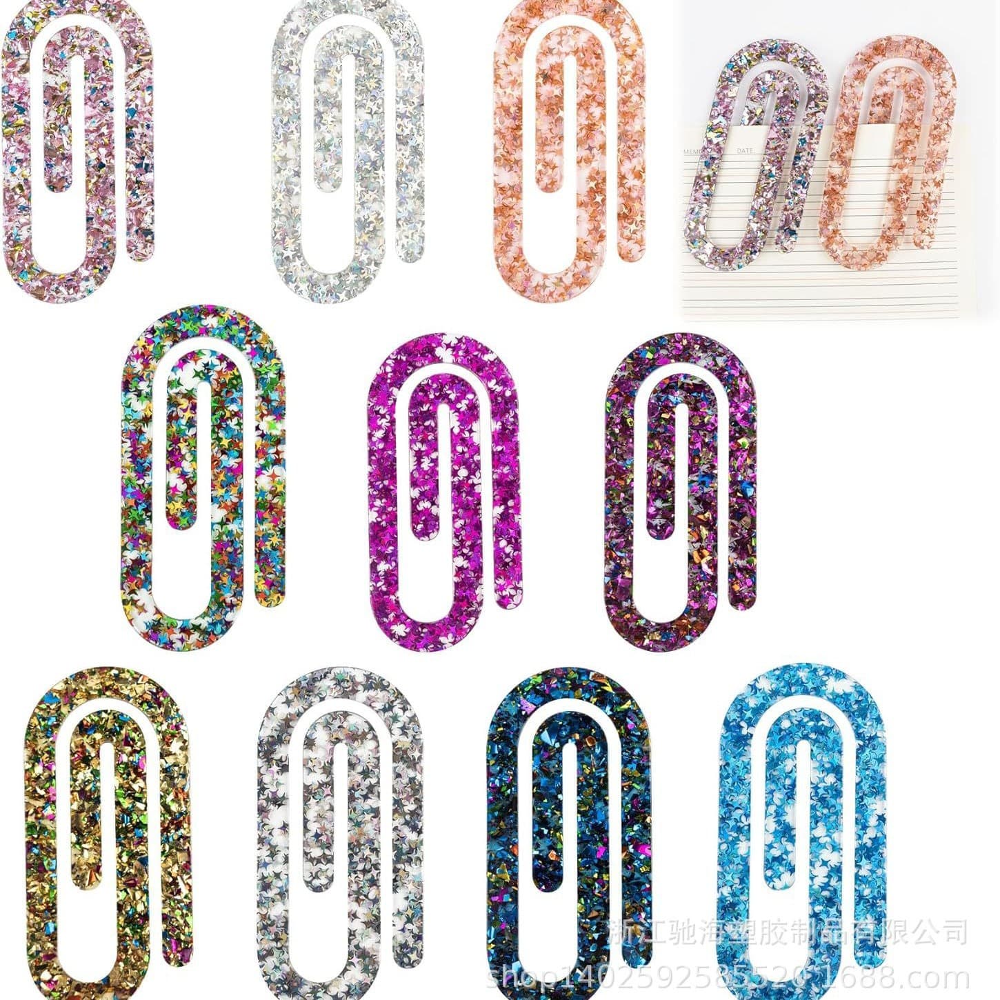Creative Office Stationery Bookmark Clips Glitter Paperclips Journal Bookmark Creative Decorative Clips