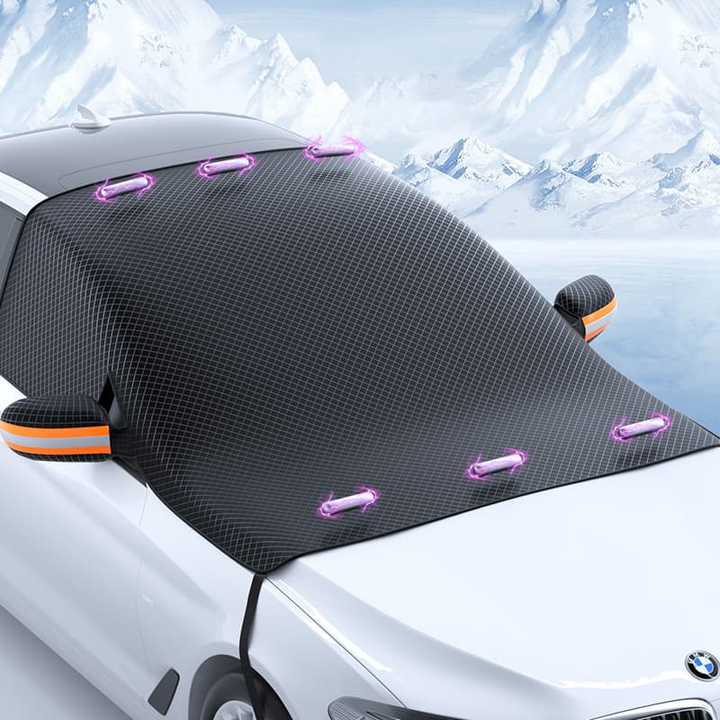 Magnetic snow guard for car, windshield sunshade, snow protection, half-cover, thickened aluminum film, antifreeze.