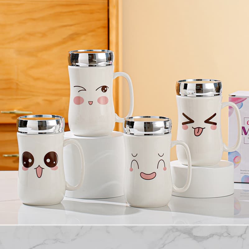 Creative ceramic mug with lid, perfect for coffee or water, suitable for women, men, office, couples, large capacity, for home use or as a tea cup.