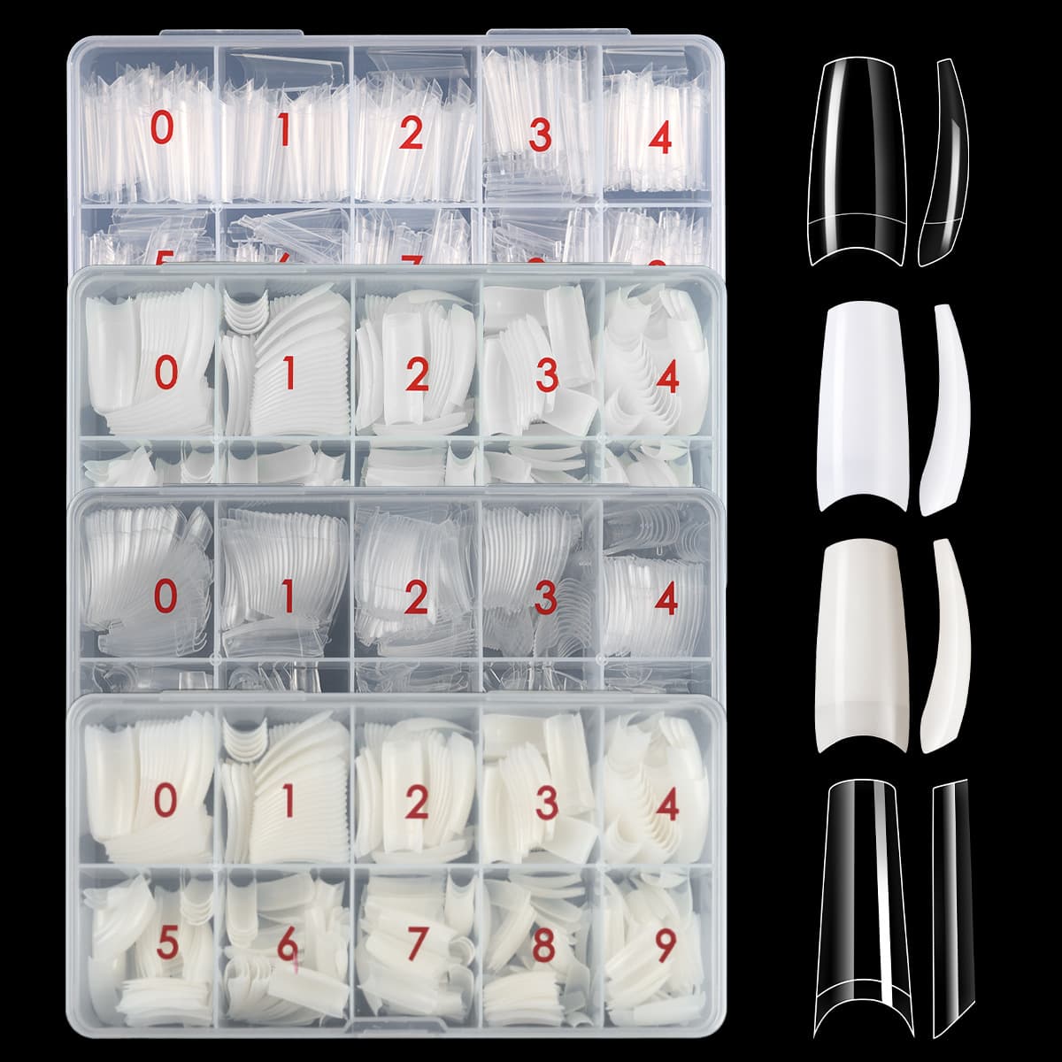 Nail Art 500pcs/Box Nail Tips French Half-Cover Denim Nail Tips False Nails White Natural Transparent