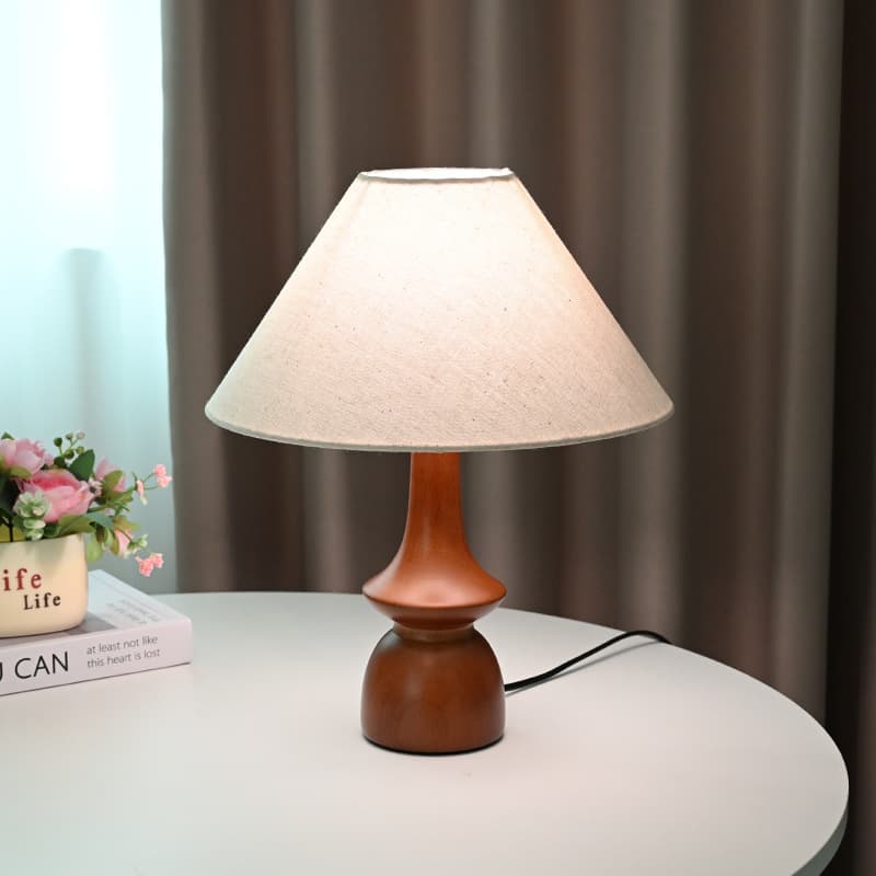 Chinese retro printed solid wood table lamp, living room, high-end atmosphere lamp, bedroom decoration table lamp, bedside lamp
