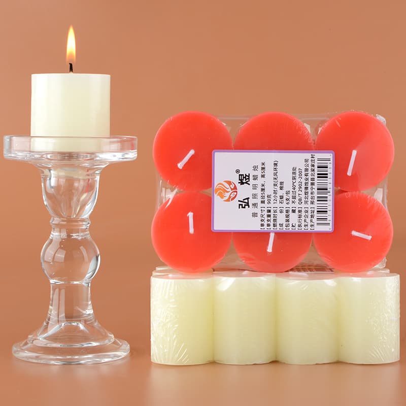 Glass Candle Holder for Home Romantic Candlelight Dinner Decoration, Ivory White Short Thick Small Cylinder, Smokeless and Odorless