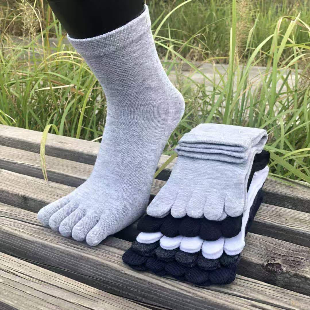 Men's five-finger socks, all-season mid-calf split-toe socks, sports socks, sweat-absorbent, breathable, summer-grade, odor-resistant split-toe socks, export quality.