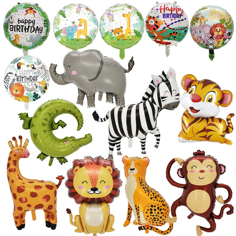Cartoon animal head aluminum film balloons children's birthday party background decoration animal theme party balloons wholesale