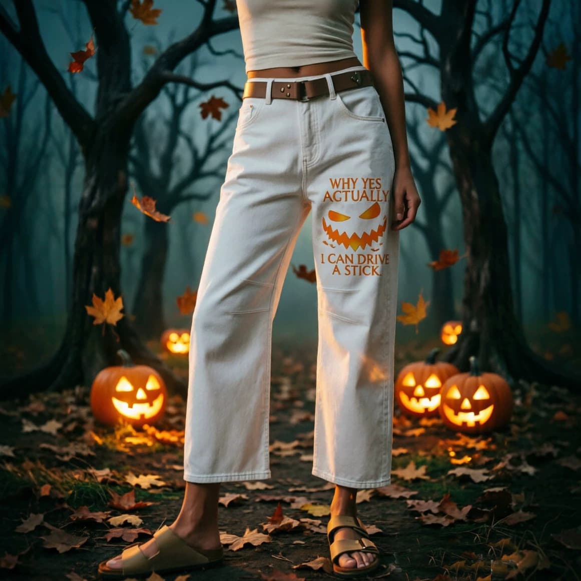 New Halloween Style Loose White Jeans for TEMU Cross-Border, Factory Source Loose Wide-Leg Jeans Cotton Multi-Color