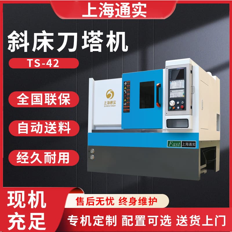 Tongshi 42 Slant Bed Turret CNC Lathe One-to-One Gantry Robot Automatic Feeder Parts Machining Center