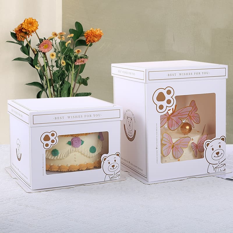 Wholesale birthday cake box mousse baking box 6 inch 8 inch 10 inch Barbie three-in-one transparent pastry box