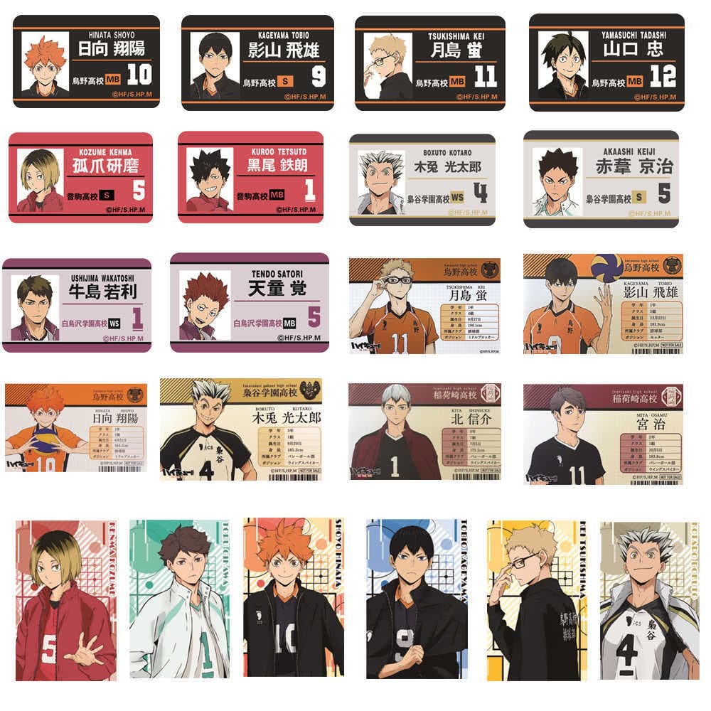Volleyball Campus PVC Cards, Plastic Anime Cards: Hinata Shoyo, Kageyama Tobio, Oikawa Tetsuya, Iwazumi Ichigo