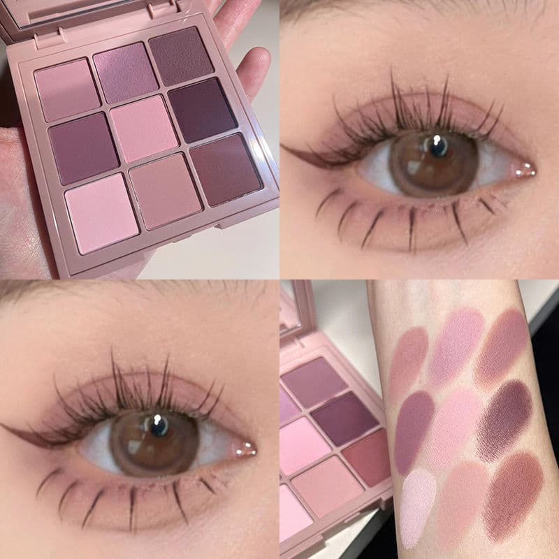 Red Brown Matte Rose Milk Tea Eyeshadow Palette 9 Colors Earth Tone Daily Student Gentle