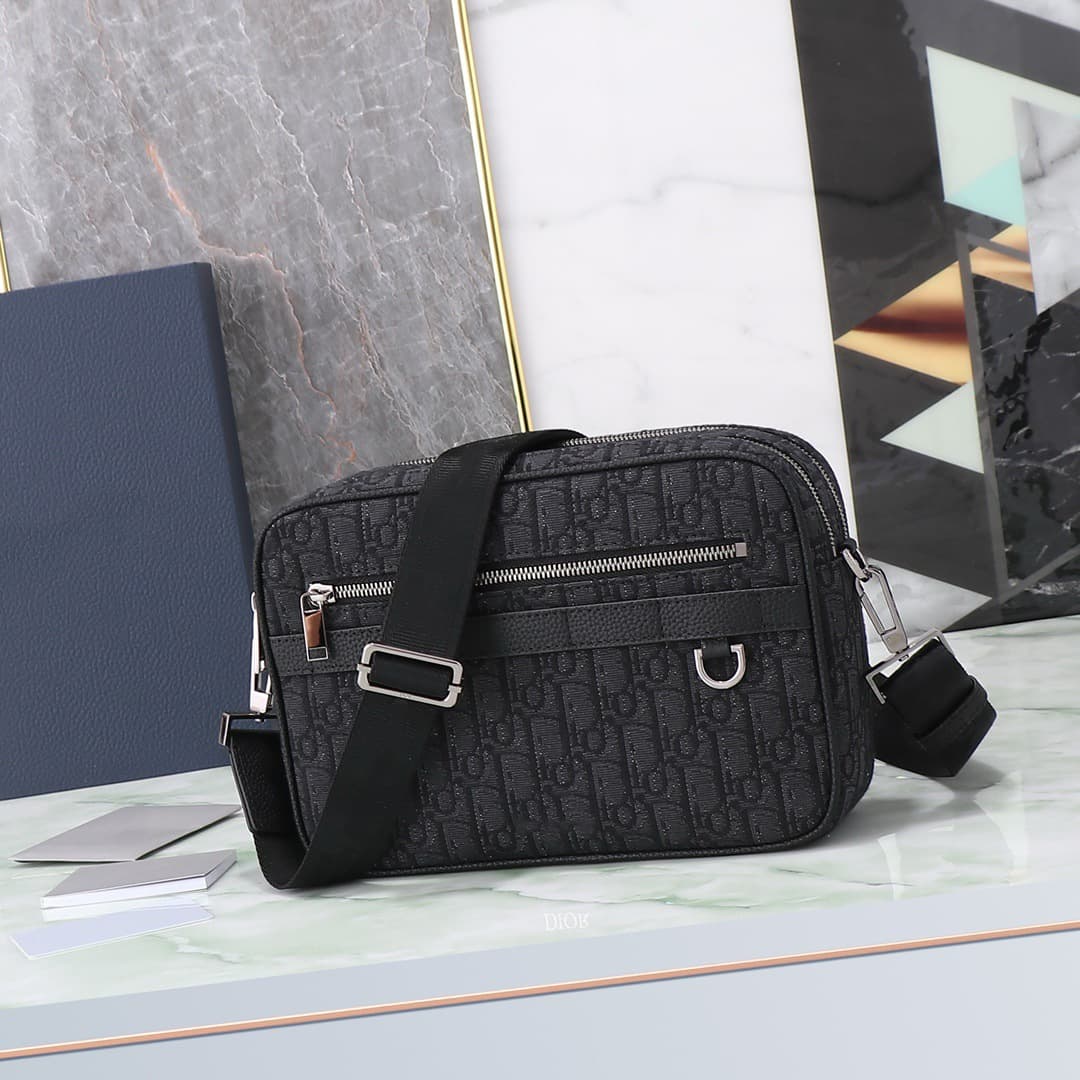 Fashionable New Men's Canvas Jacquard Messenger Bag Camera Bag European and American Business Shoulder Crossbody Bag Courier Bag