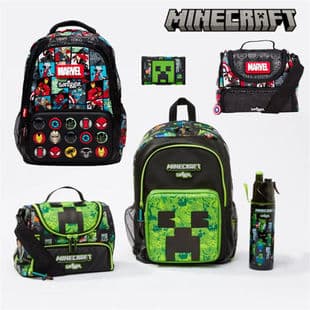 Smiggle Minecraft Marvel Boys Superhero Set Backpack Pencil Case Stationery Lunch Bag Gift
