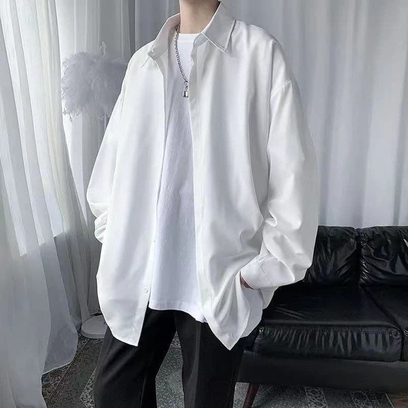 2026 Spring Summer Sun Protection Jacket Men's Long Sleeve Ice Silk Plus Size Trendy Shirt Autumn Korean Style Shirt Men Loose Fit