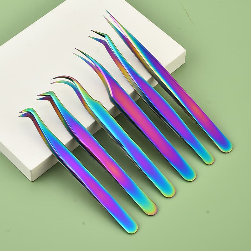 Grafted false eyelashes, blooming tweezers, precision eyelash curlers, beautiful eyelashes, titanium feather clips, dolphin clips, stainless steel colorful